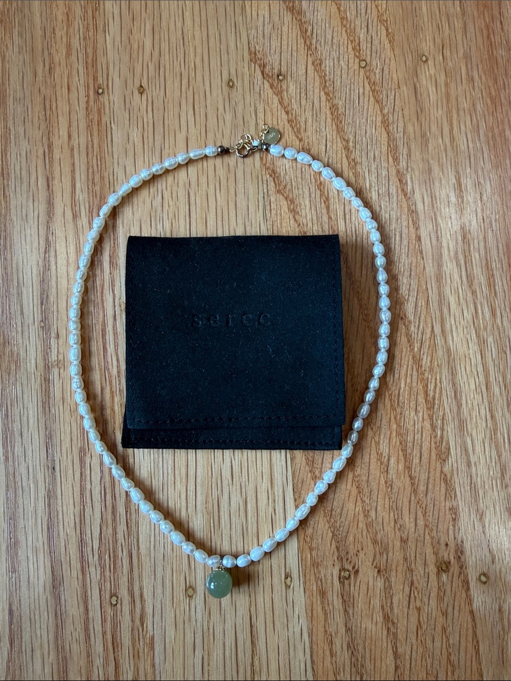 Seree Belle Pearl & Green Jade Choker